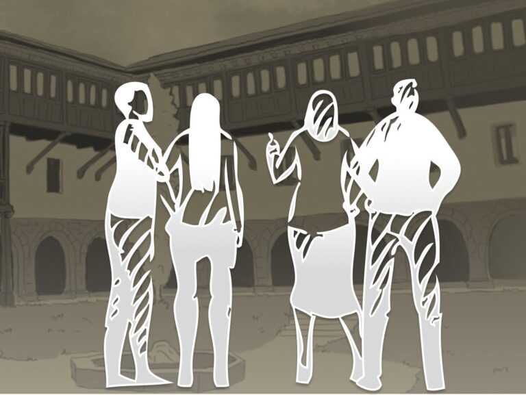 Escape room para adultos Bilbao | ilustración personas bicolor