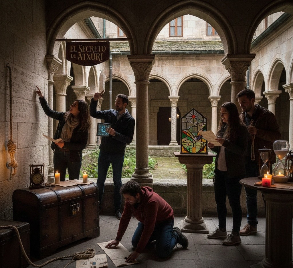 Actividades team building Bilbao en la Abadía de Atxuri | grupo de 5 personas jugando en la Abadía