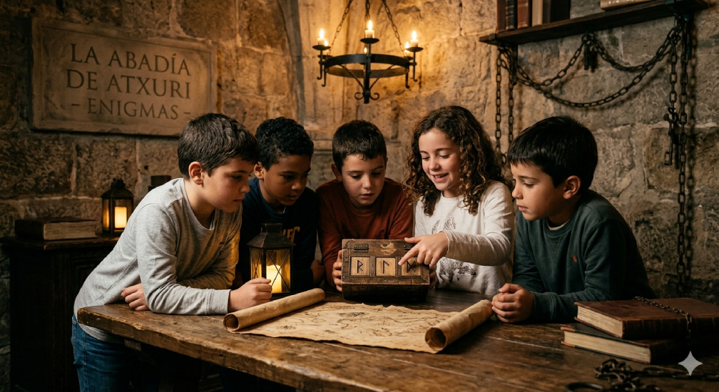 Escape room infantil en Bilbao | niños jugando en la Abadía de Atxuri
